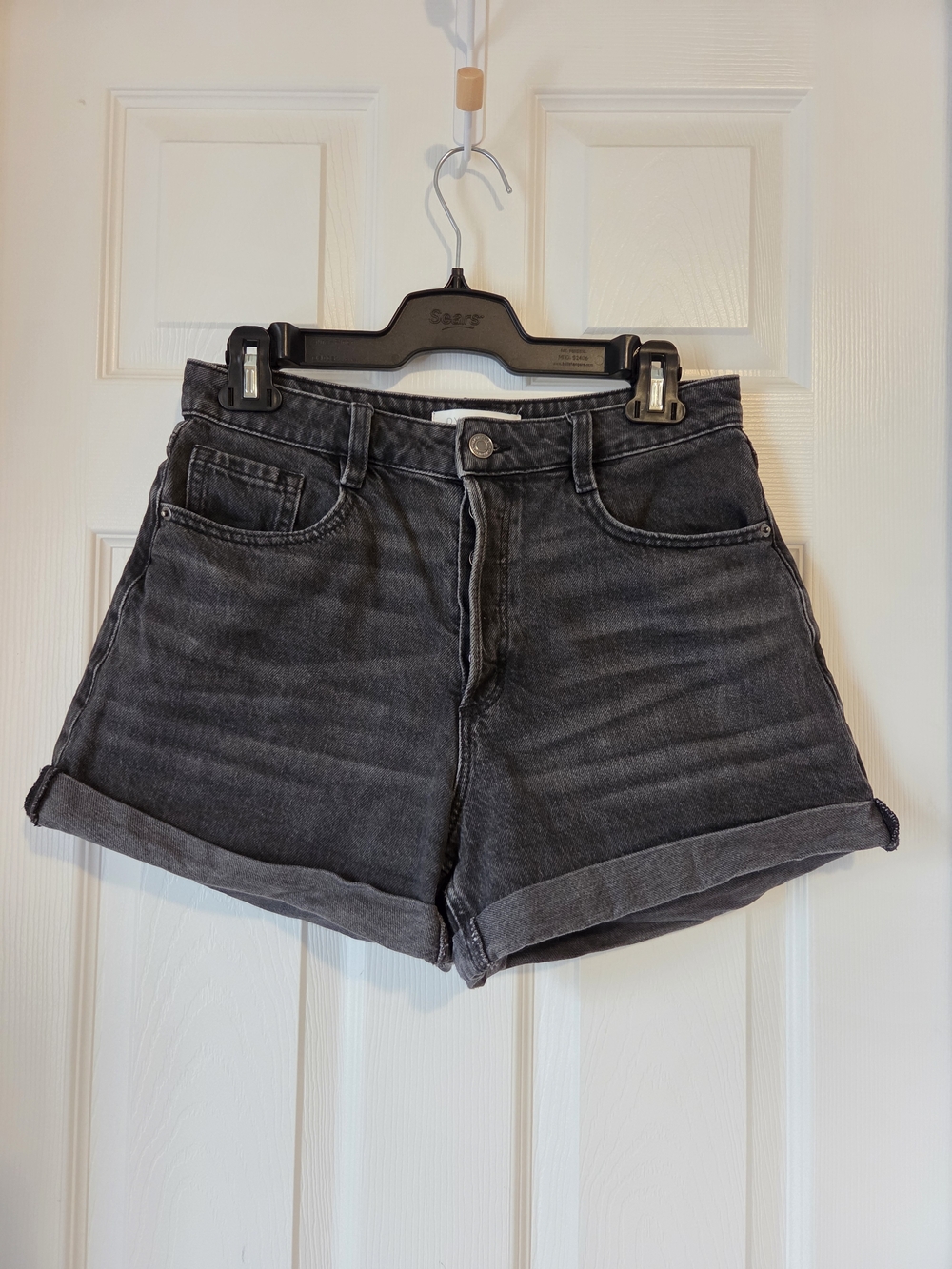 Dynamite Washed Black Denim Roll-Cuff Shorts